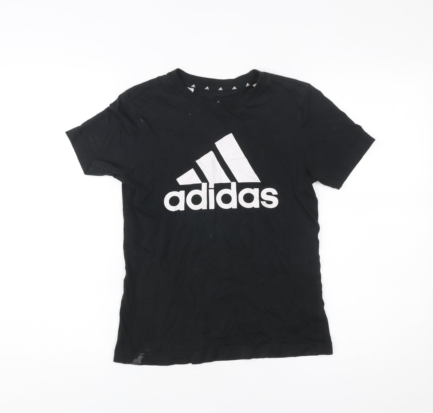 Adidas Boys Black Logo T-Shirt 11-12 Years Short Sleeve Sports Top