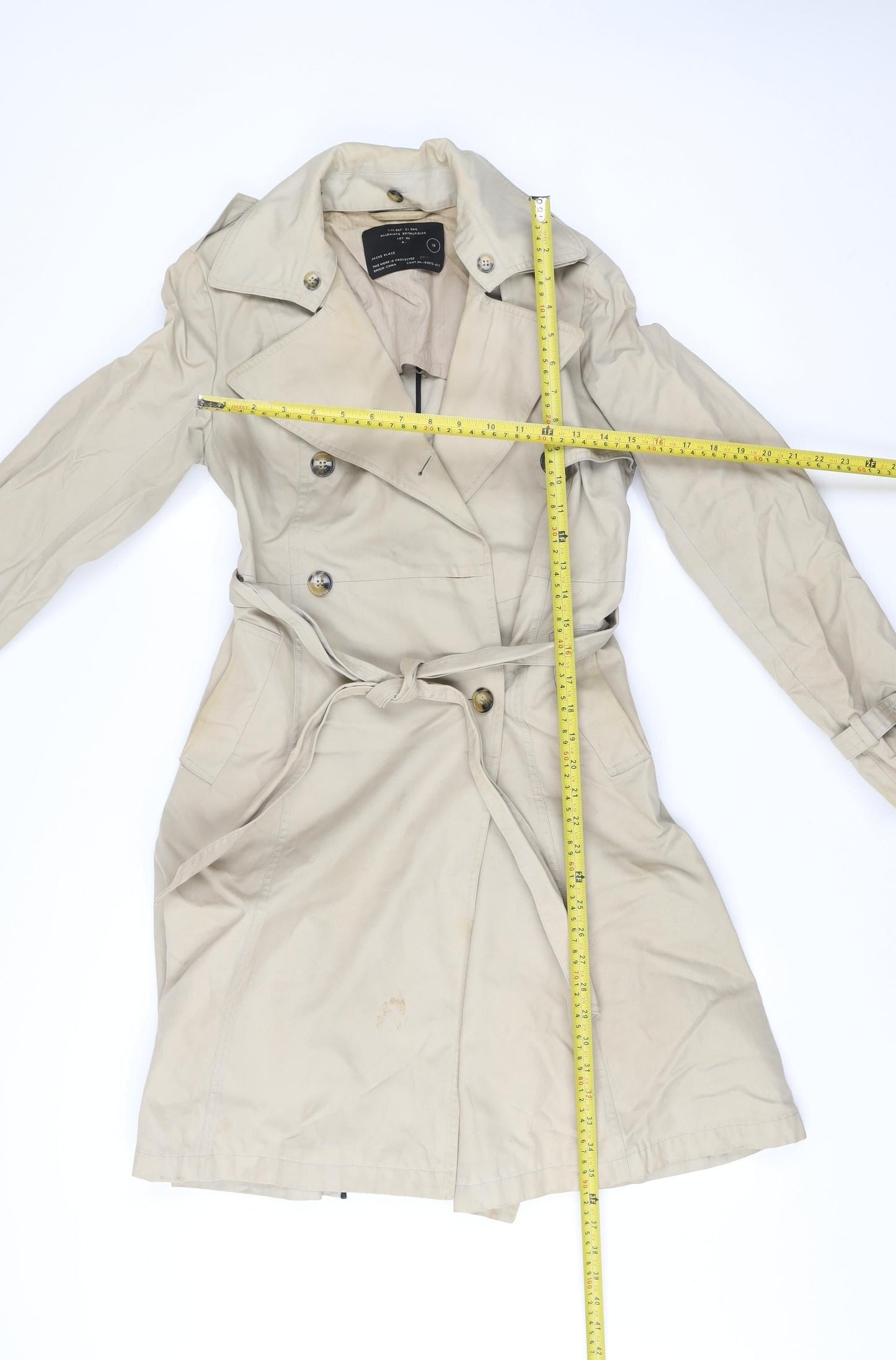 AllSaints Womens Beige Size 10 Trench Coat Cotton Belted Long