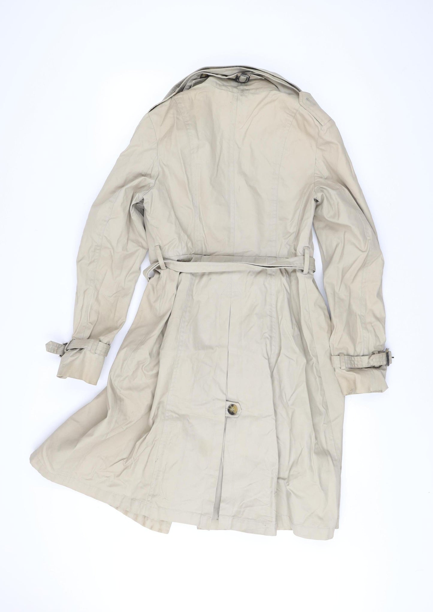 AllSaints Womens Beige Size 10 Trench Coat Cotton Belted Long