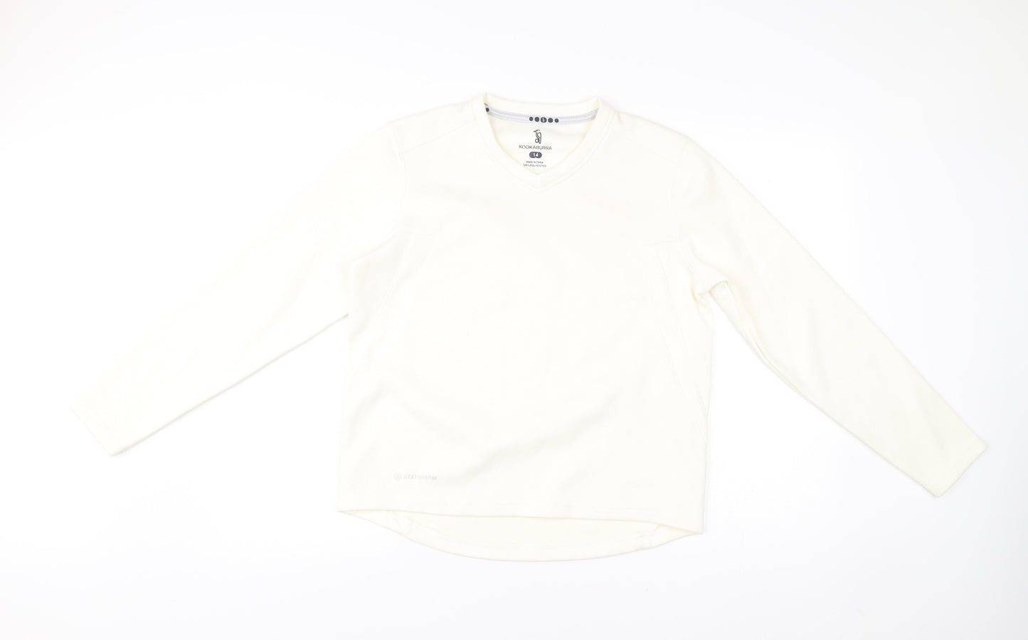 Kookaburra Womens Ivory V-Neck Pullover Sweatshirt Size 14