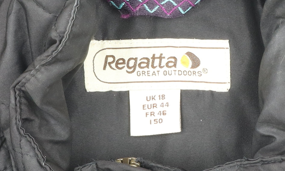 Regatta Womens Black Quilted Mid-Length Jacket UK 18 Polyester Outdoor
