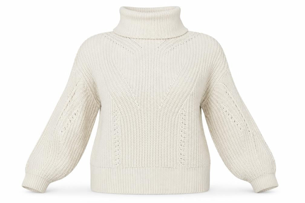 Topshop Women’s Beige Roll Neck Chunky Knit Jumper Size M