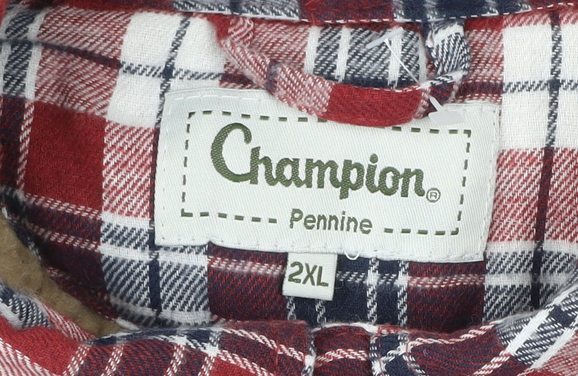 Champion Men’s Red Plaid Flannel Padded Jacket 2XL Outdoor Workwear