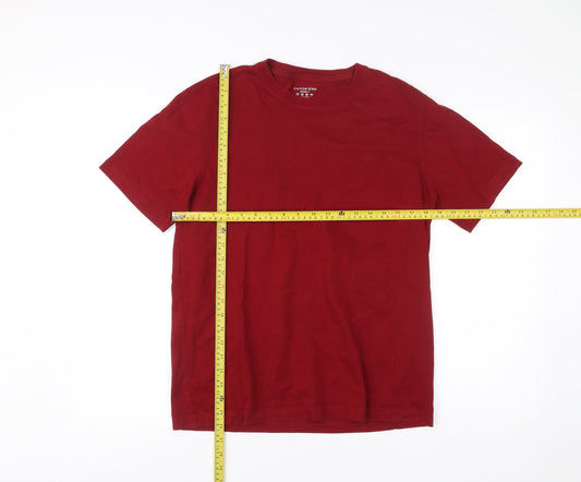 Lands' End Men's Red M Slim Fit Cotton Crew Neck T-Shirt