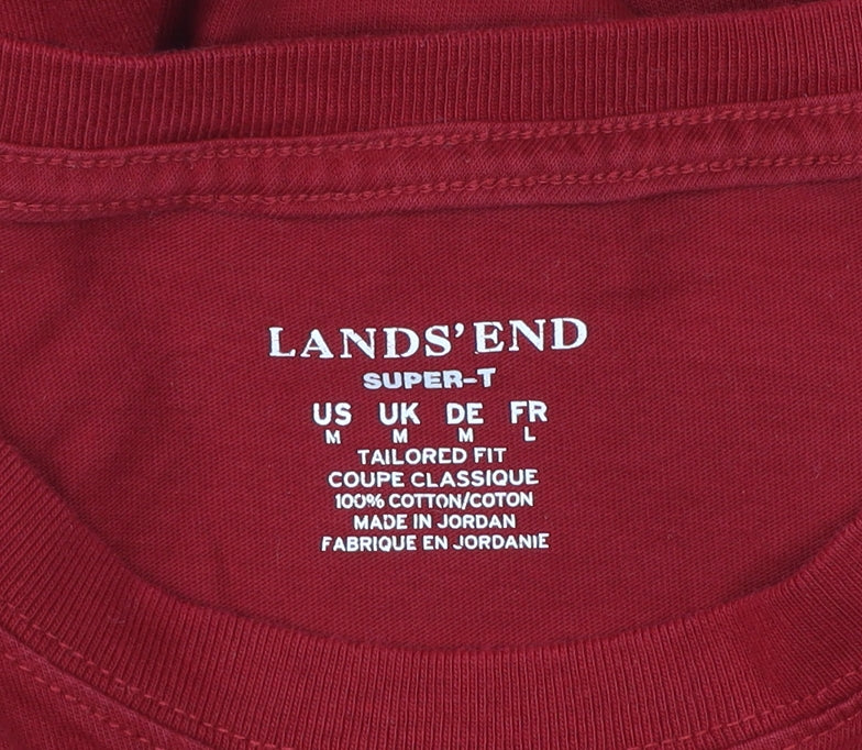 Lands' End Men's Red M Slim Fit Cotton Crew Neck T-Shirt