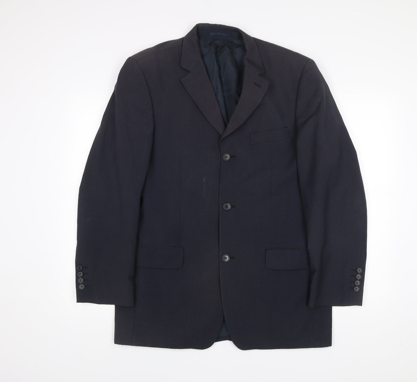 Moss Mens Blue Wool Suit Jacket 40 Chest Regular Fit Business Blazer