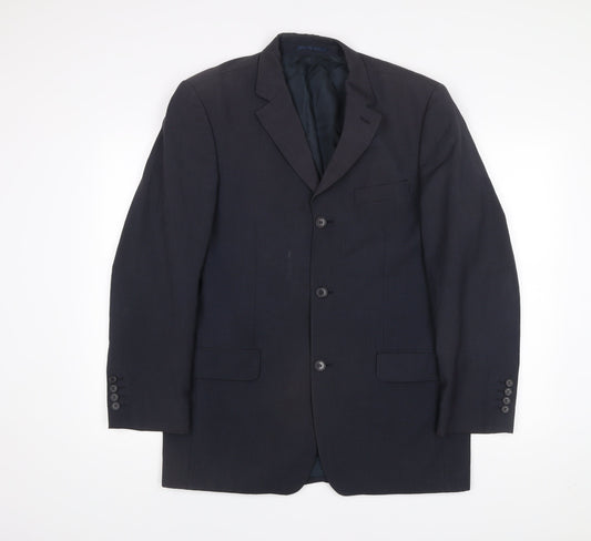 Moss Mens Blue Wool Suit Jacket 40 Chest Regular Fit Business Blazer