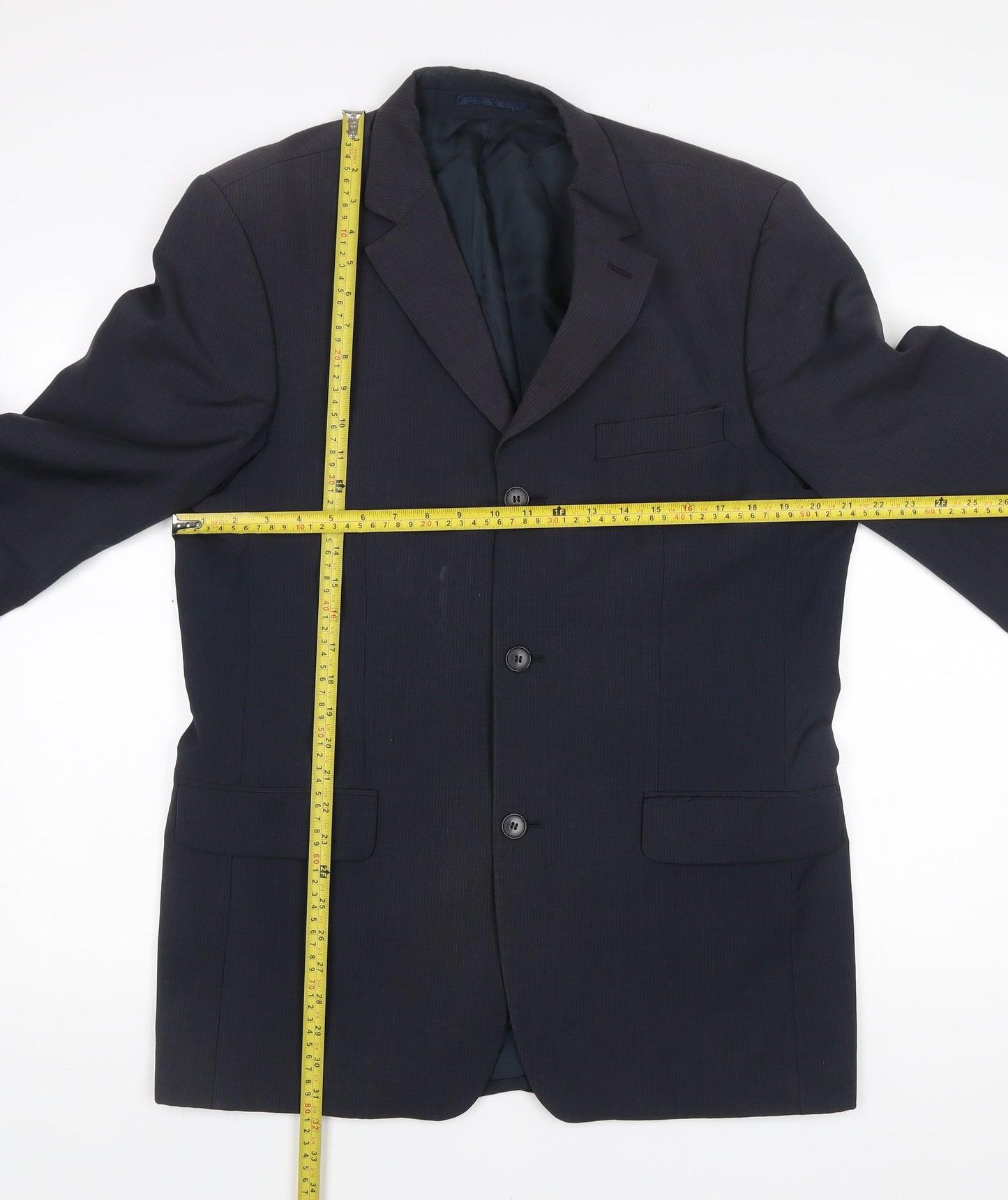 Moss Mens Blue Wool Suit Jacket 40 Chest Regular Fit Business Blazer