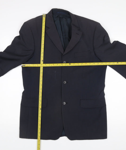 Moss Mens Blue Wool Suit Jacket 40 Chest Regular Fit Business Blazer