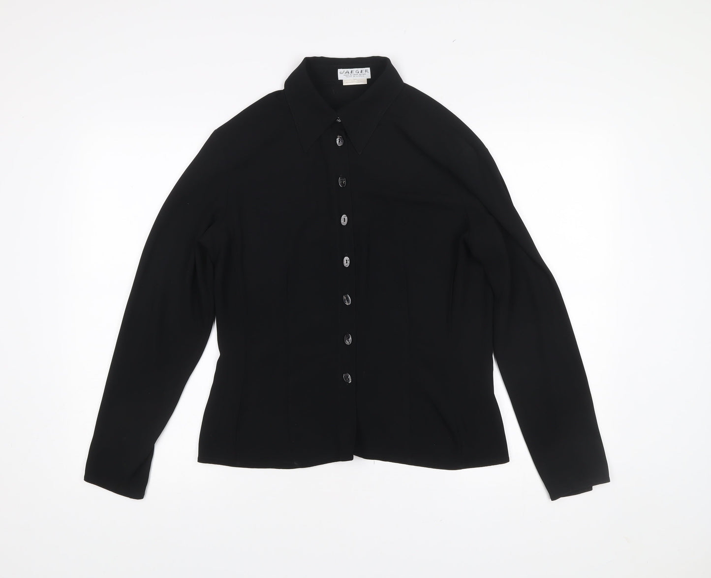 Jaeger Women’s Black Button-Up Long Sleeve Blouse Size 12