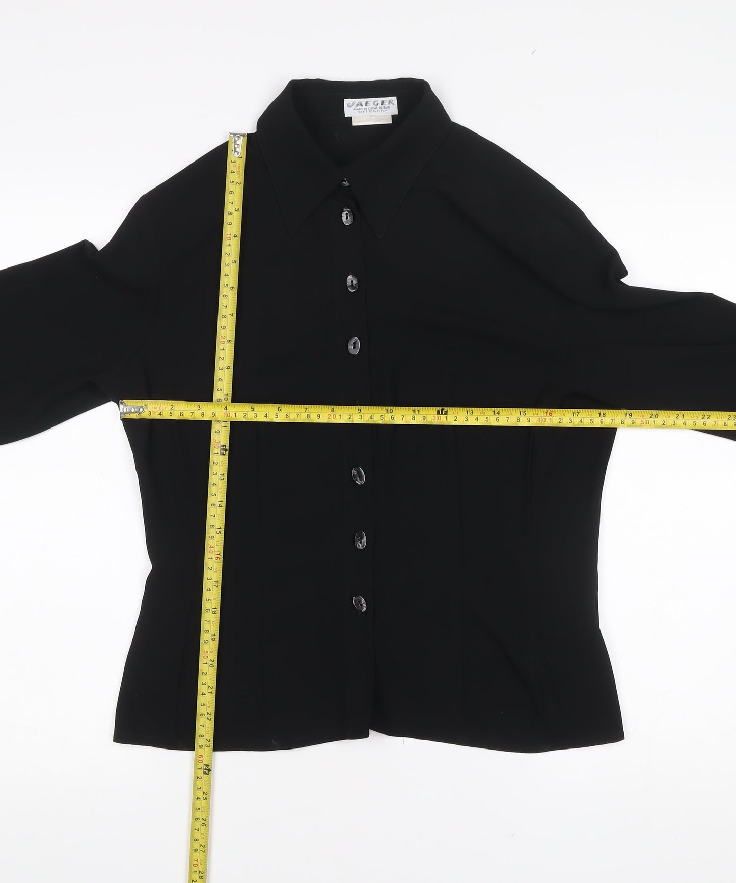 Jaeger Women’s Black Button-Up Long Sleeve Blouse Size 12
