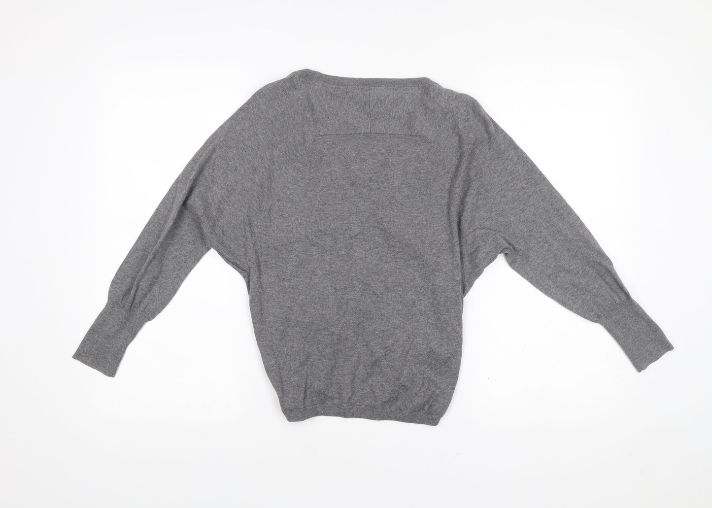 Fat Face Women’s Grey Cotton Cardigan Size 10 V-Neck Long Sleeve Knit