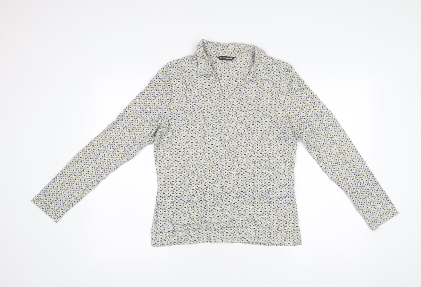 Hawkshead Womens Blue Floral Collared Pullover Jumper Size 12