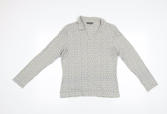 Hawkshead Womens Blue Floral Collared Pullover Jumper Size 12