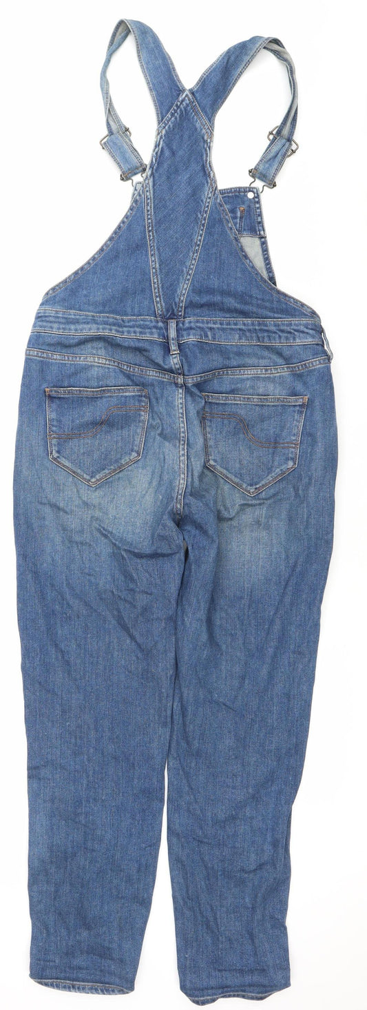 Fat Face Womens Blue Denim Dungarees Size 10 Adjustable Pockets
