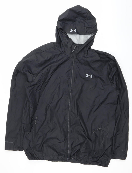 Under Armour Men’s Black 2XL Windbreaker Jacket Hooded Lightweight