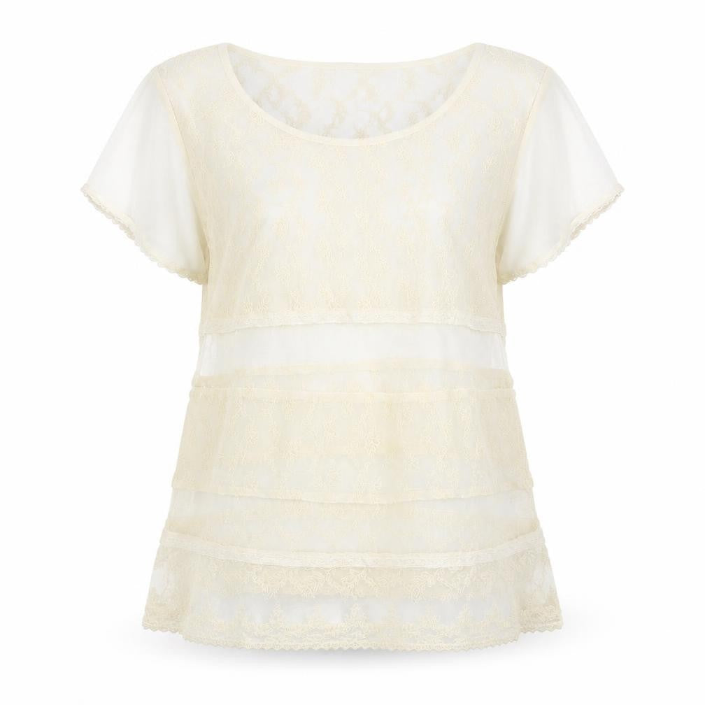 Marks and Spencer Women’s Ivory Lace Tunic Blouse UK 16 Scoop Neck