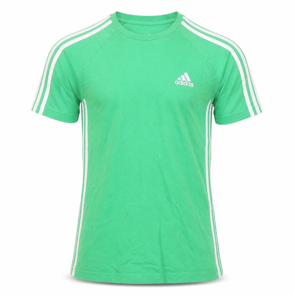 Front view of Adidas Men’s Green Small Regular Fit Cotton Sports T-Shirt