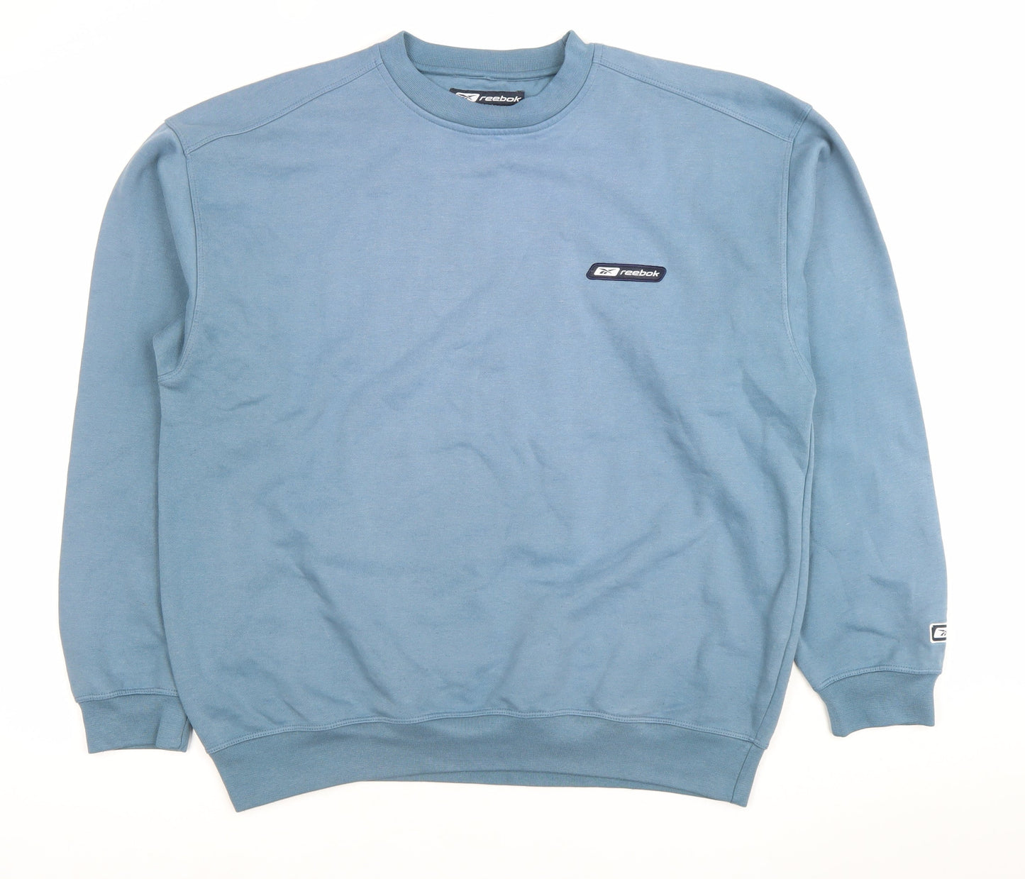 Reebok Mens Blue Pullover Sweatshirt Size L Crew Neck Logo