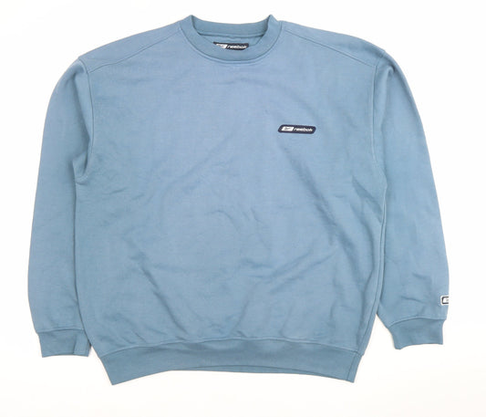 Reebok Mens Blue Pullover Sweatshirt Size L Crew Neck Logo