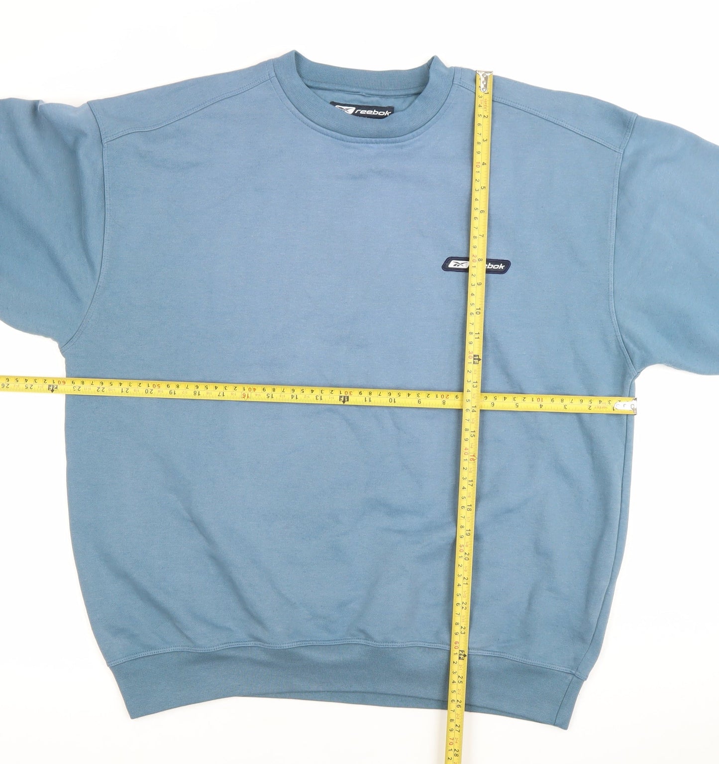 Reebok Mens Blue Pullover Sweatshirt Size L Crew Neck Logo