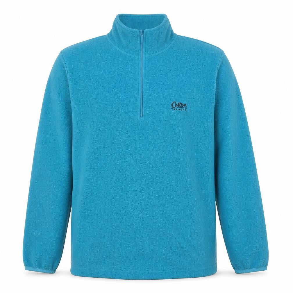 Cotton Traders Men’s Blue Fleece Sweatshirt L Mock Neck Half Zip