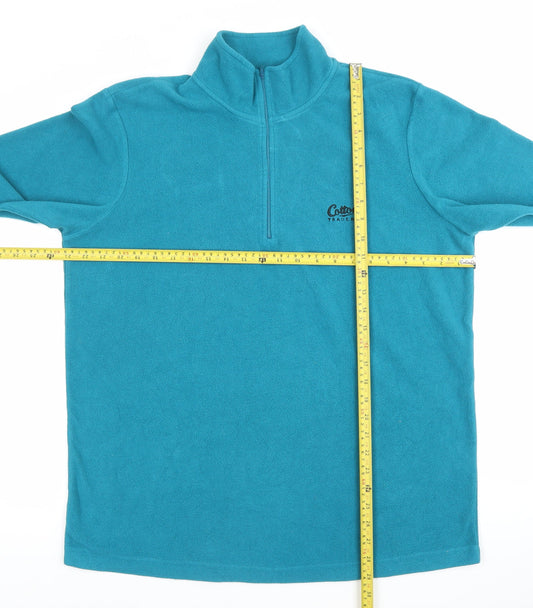 Cotton Traders Men’s Blue Fleece Sweatshirt L Mock Neck Half Zip