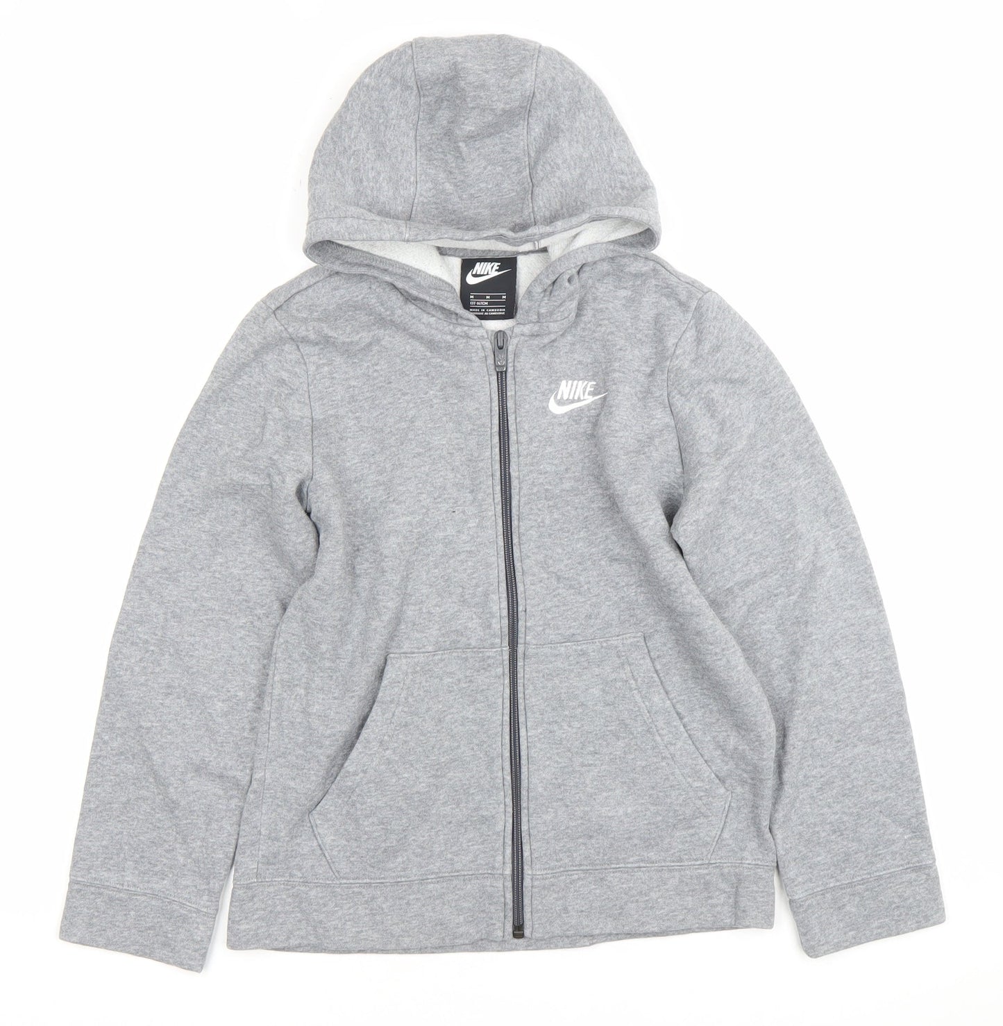 Nike Boys Grey Full Zip Hoodie Size 11-12 Years Regular Fit