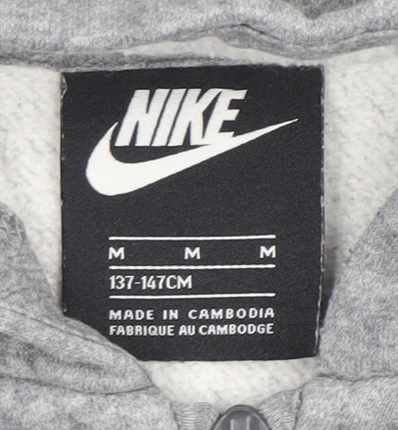 Nike Boys Grey Full Zip Hoodie Size 11-12 Years Regular Fit