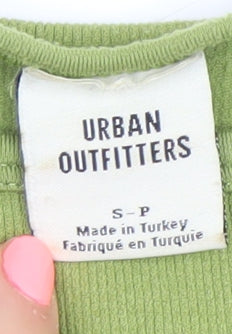 Urban Outfitters Womens Green Cropped Tank Top Size S Sleeveless Cut Out