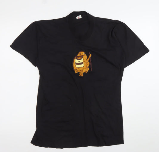 TiTex Womens Black Cotton Embroidered T-Shirt Size 12