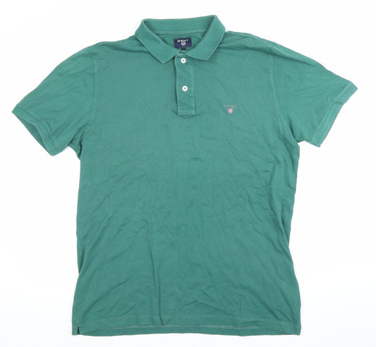 GANT Men’s Green XL Cotton Polo Shirt Short Sleeve Logo Casual