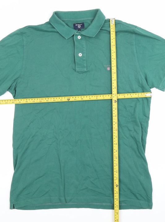 GANT Men’s Green XL Cotton Polo Shirt Short Sleeve Logo Casual
