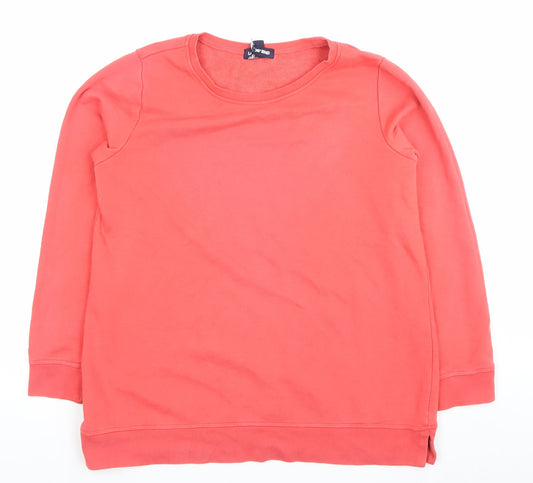 Lands' End Womens Red Pullover Sweatshirt M Crew Neck Cotton Blend