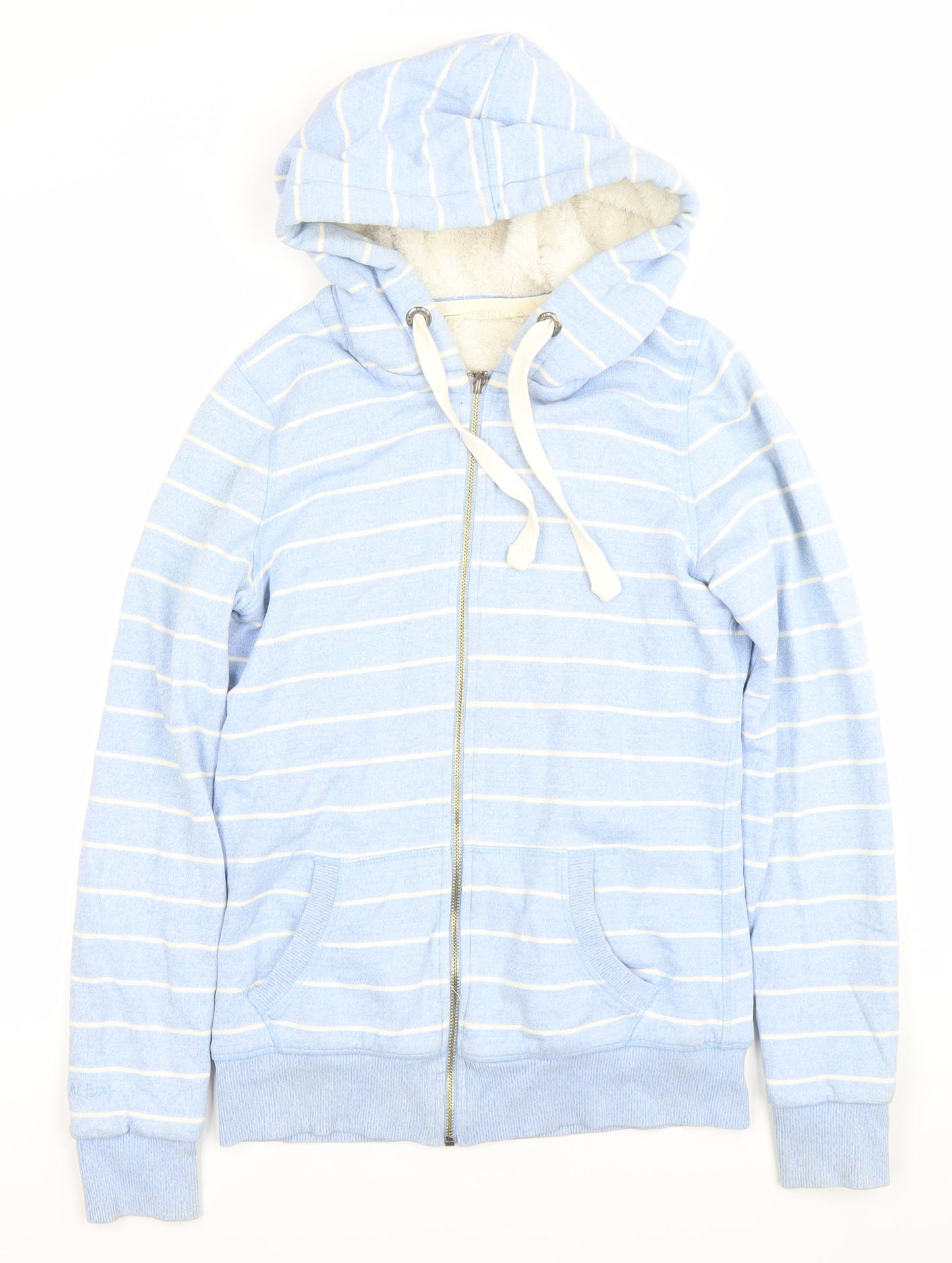 Fat Face Women's Blue Striped Full Zip Hoodie Size M Cotton Blend