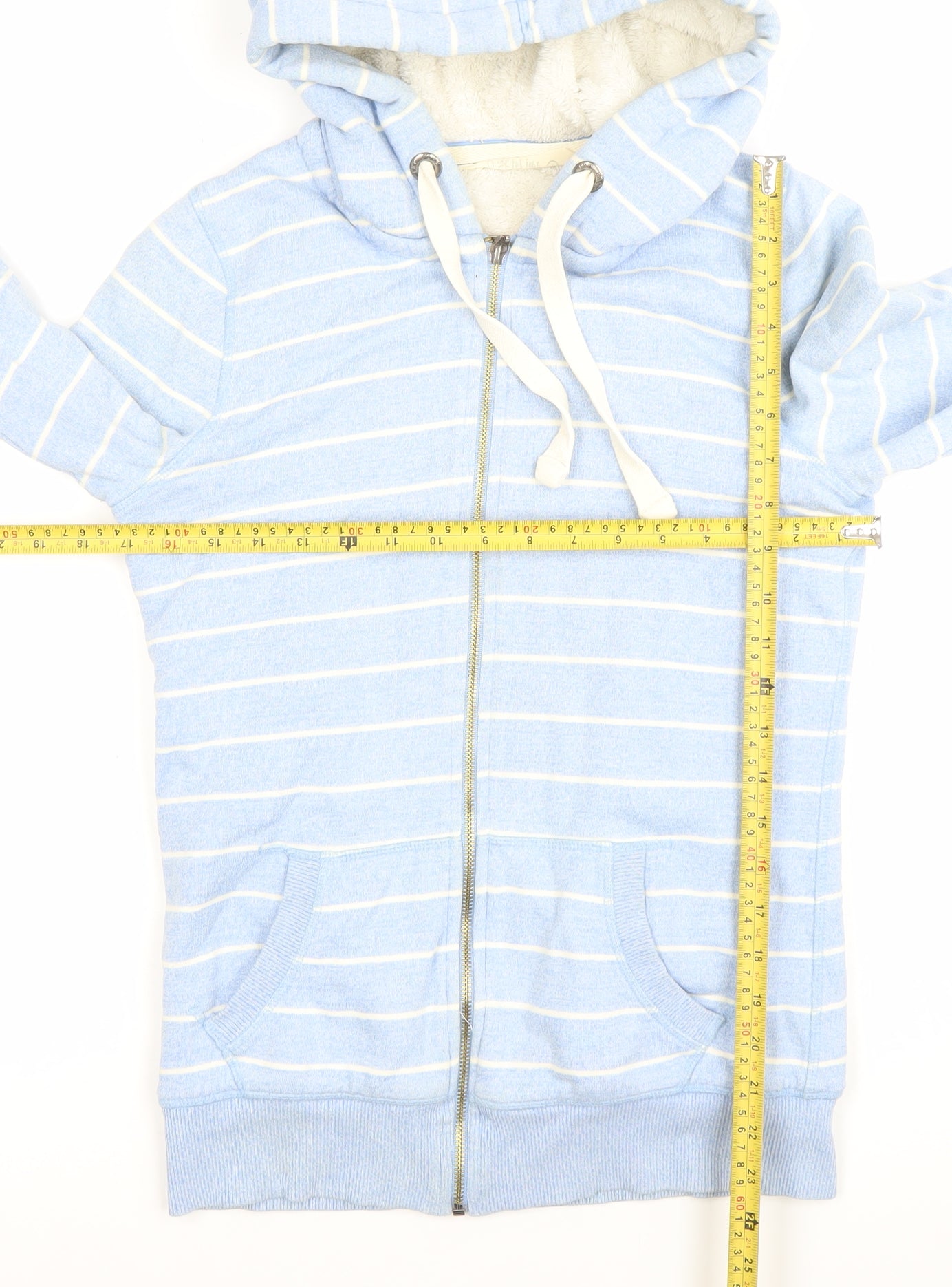 Fat Face Women's Blue Striped Full Zip Hoodie Size M Cotton Blend