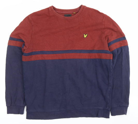 Lyle & Scott Men’s XL Red Blue Striped Crew Neck Sweatshirt