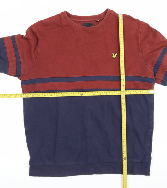 Lyle & Scott Men’s XL Red Blue Striped Crew Neck Sweatshirt