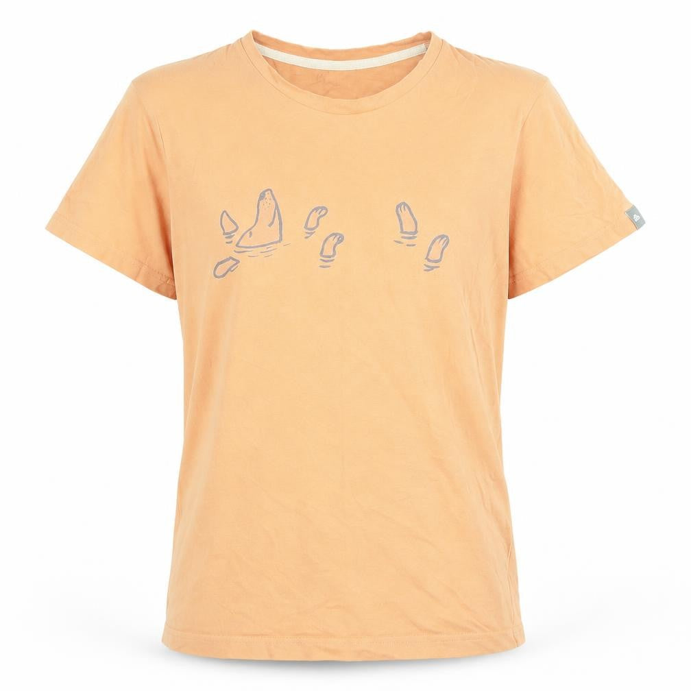 Women’s Orange Cotton Dod Swimming Graphic T-Shirt Medium Casual Summer