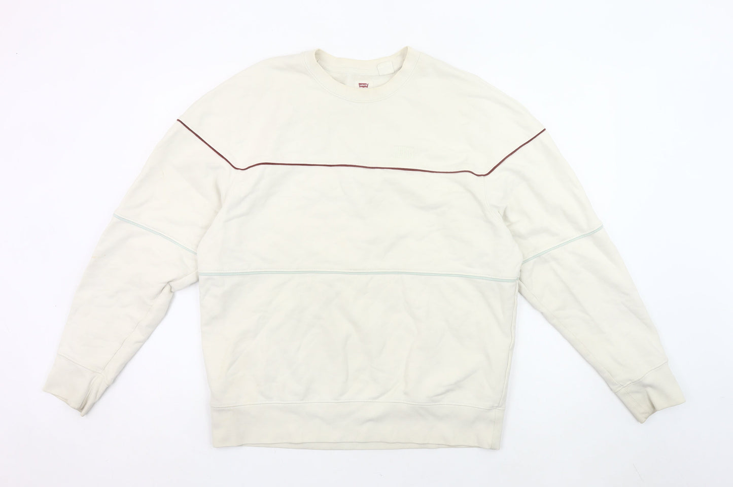 Levi's Men's Ivory M Relaxed Fit Crew Neck Sweatshirt