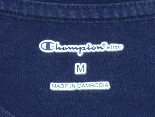 Champion Men's Blue Medium Logo Graphic Crew Neck T-Shirt