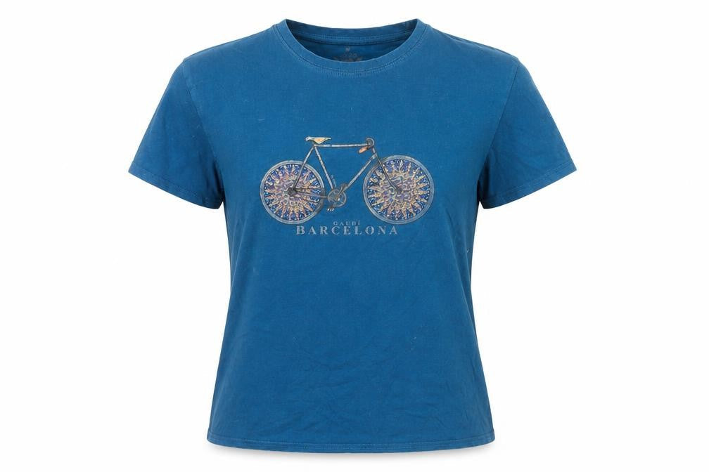 Good Vibes Barcelona Womens Blue Cotton T-Shirt Size M Casual