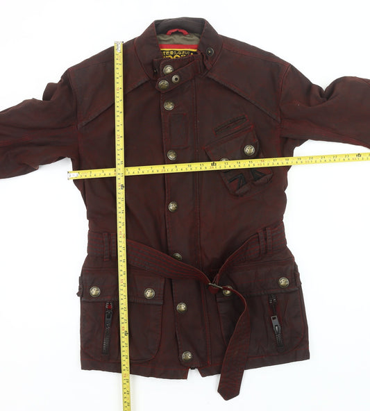 Superdry Men's Red Waxed Cotton Military Jacket L