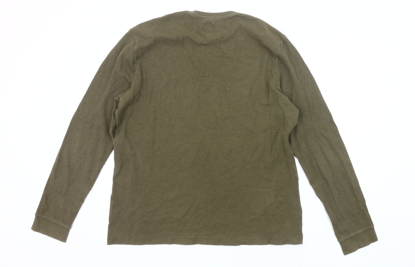 Jack Wills Mens XL Green Long Sleeve Crew Neck Cotton Blend T-Shirt