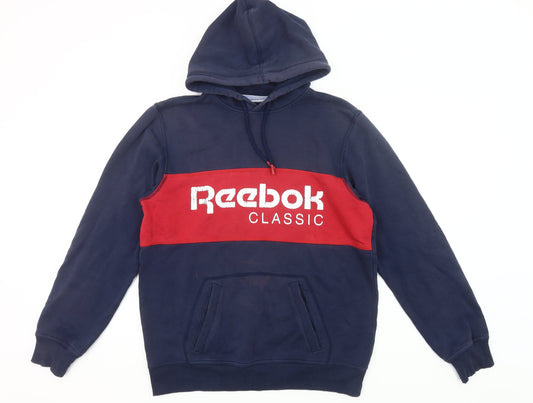Reebok Men’s Blue Pullover Hoodie L Logo Graphic Sportswear
