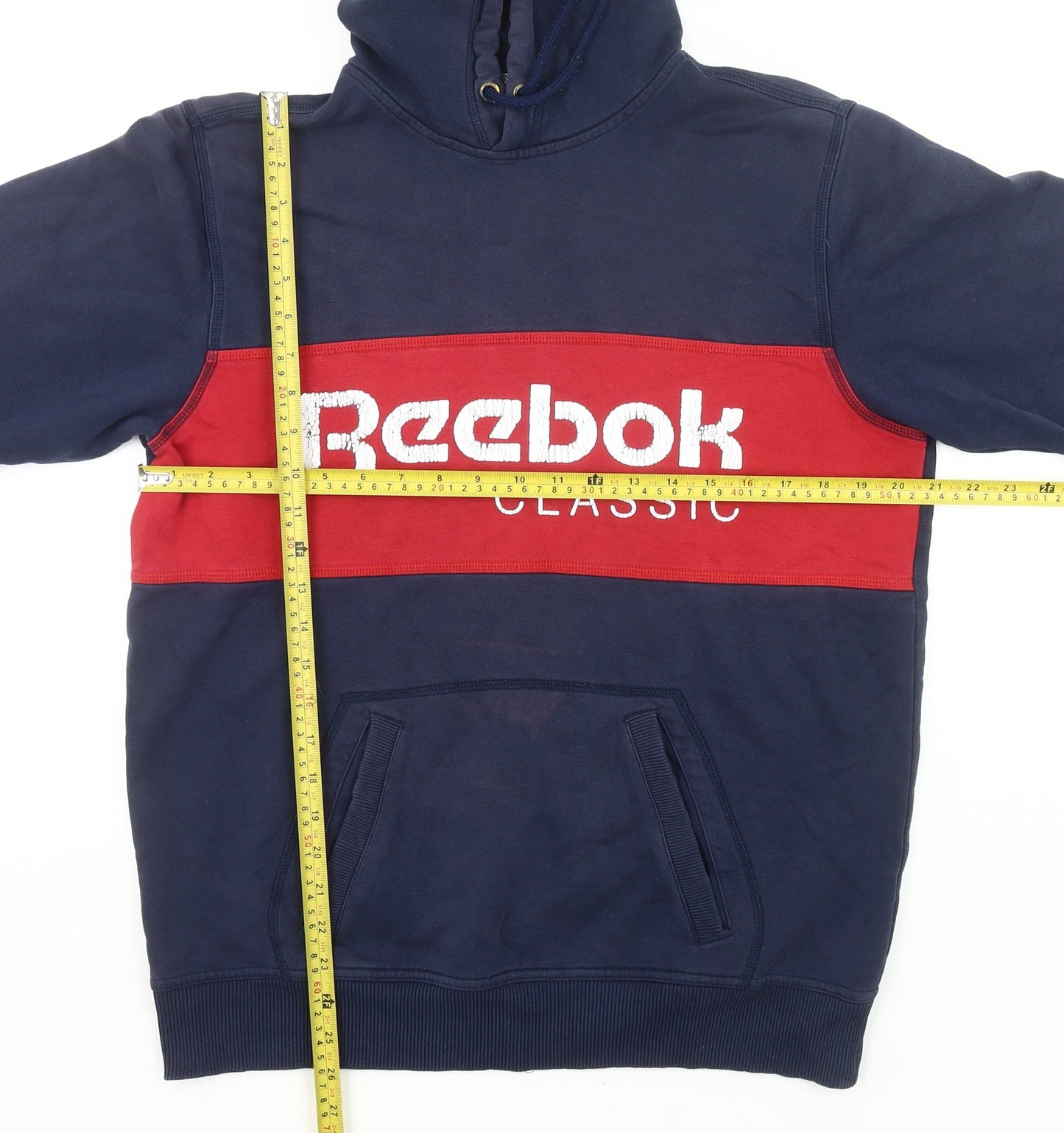 Reebok Men’s Blue Pullover Hoodie L Logo Graphic Sportswear