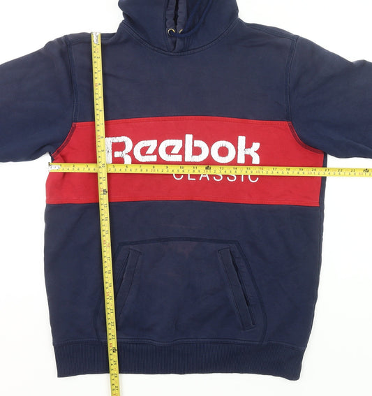 Reebok Men’s Blue Pullover Hoodie L Logo Graphic Sportswear