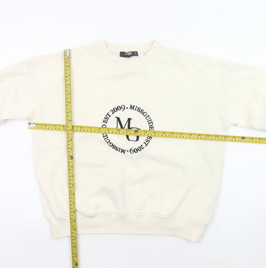 Missguided Women’s Ivory Petite Logo Sweatshirt UK 4 Pullover