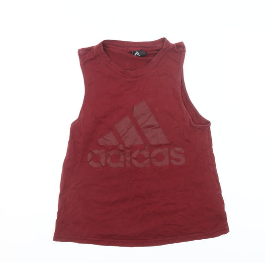 Adidas Womens Red Tank Top S Sleeveless Sports Gym Activewear