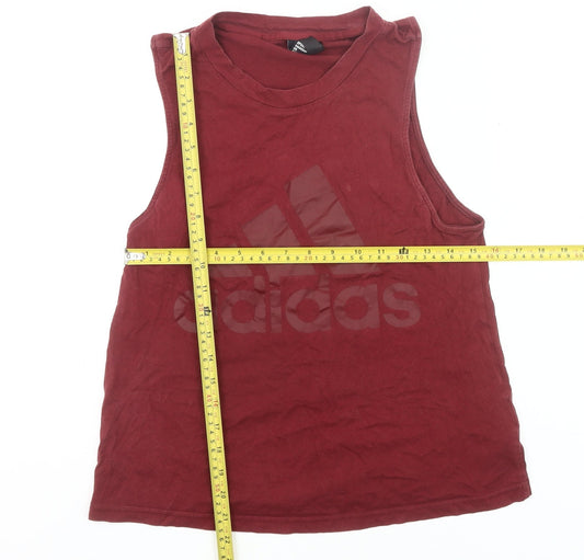 Adidas Womens Red Tank Top S Sleeveless Sports Gym Activewear